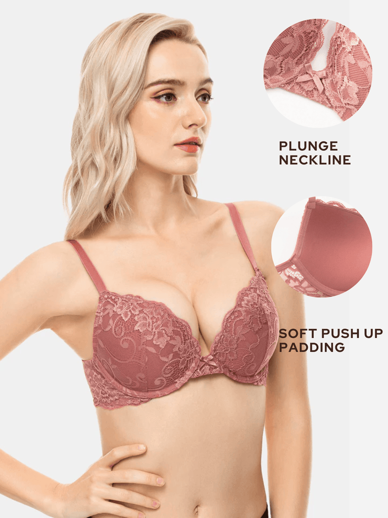 Buy Level 2 Push Up Underwired Demi Cup Plunge Bra in Royal Blue - Lace  Online India, Best Prices, COD - Clovia - BR1608P08