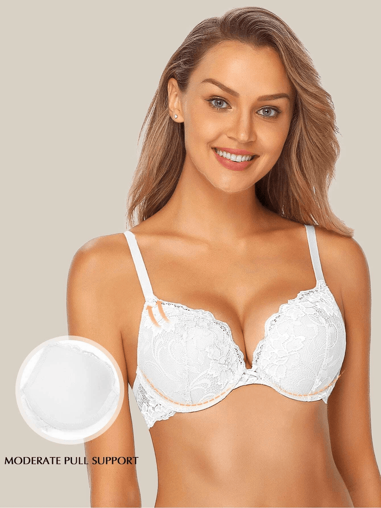 Deep Plunge Push up Bra Sexy Sheer Lace Contour Bra