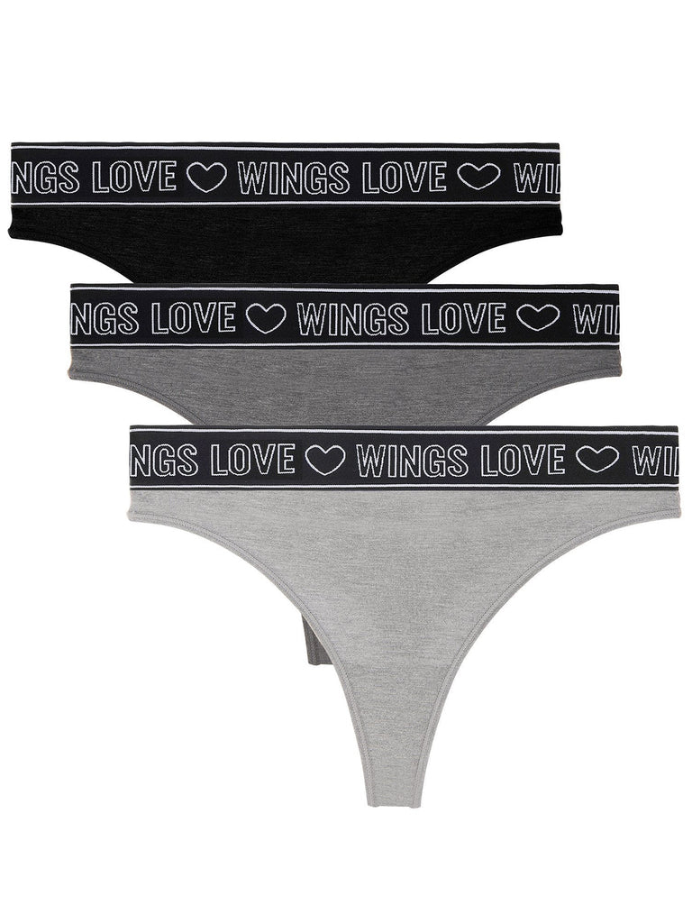 Seamless Underwear String Bikini Panty Briefs 3 PCS Dark Grey