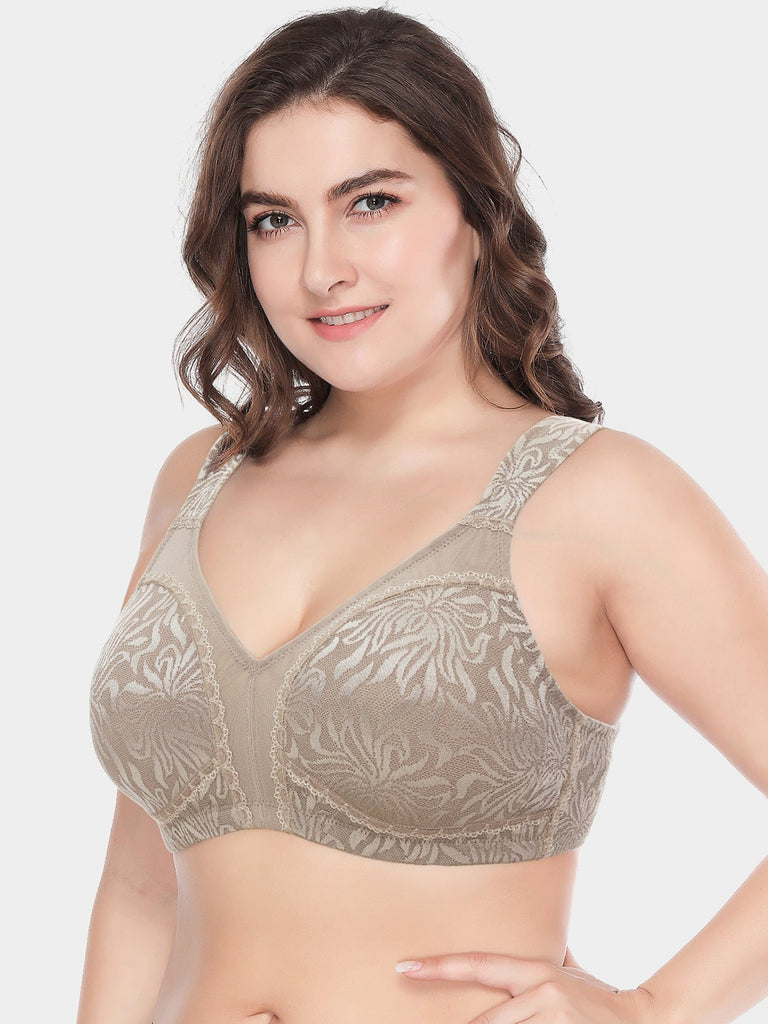 szmaold Womens Plus Size Full Back Coverage Bras, Wirefree Deep