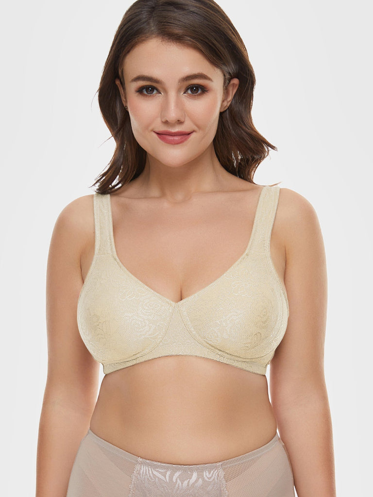 Lace Sexy Triangle Sheer Unlined Wirefree Bra Nude