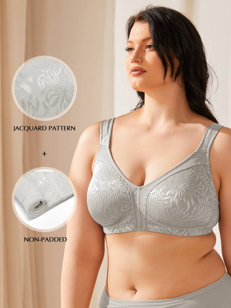 Plus Size Bra Brassier Non wired Lace Full Cup Minimiser Firm Hold support  Bra