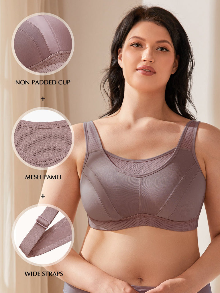  Womens Bra Plus Size Full Coverage Wirefree Non-Padded  Cotton 48DDD Grey