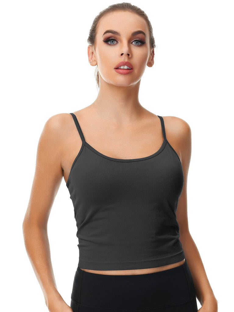 Le femi Women/Girls's Cotton Spandex Padded Non Wired Camisole Built-In Bra  With Removable And