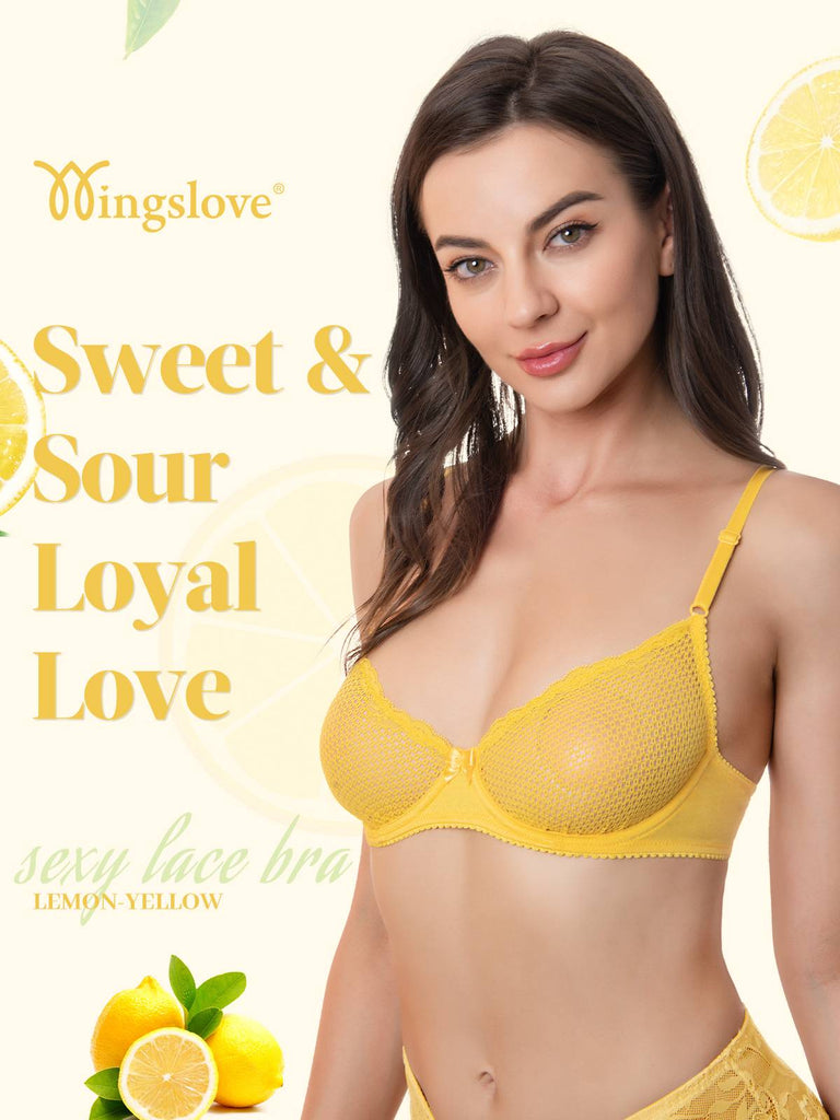 WingsLove Women's Sexy 1/2 Cup Lace Unlined Bra Soft Mesh