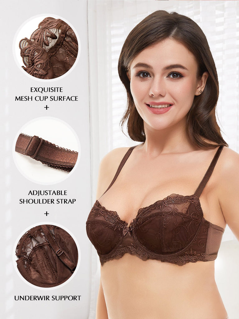 Wingslove See Through Unlined Sheer Transparent Mesh Breathable Bra