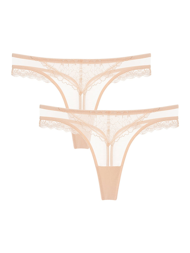 Embroidered Low-rise T-back Seamless String Panties Thin Thong Sex