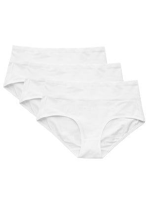 Soft Cotton High-Cut Briefs Breathable Panties White 3 PCS, WingsLove
