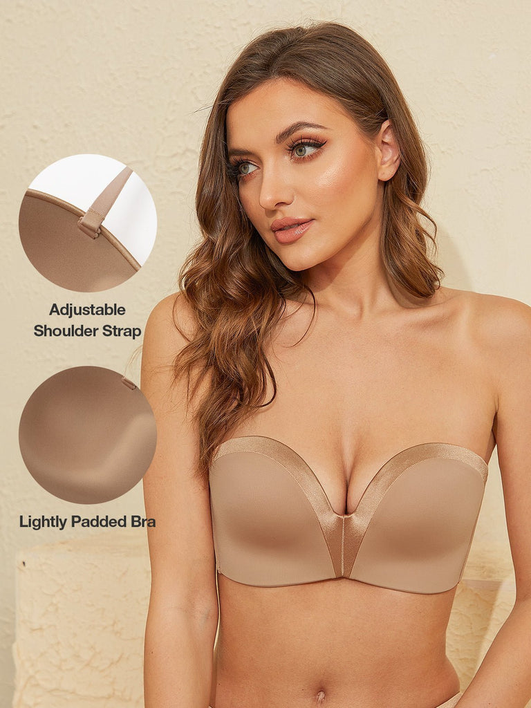 Strapless Bra Push Up Plunge Wireless Padded Multiway Contour Milk