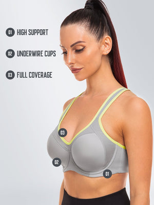 Underwire Full Coverage Support Plus Size Bra Grey, WingsLove