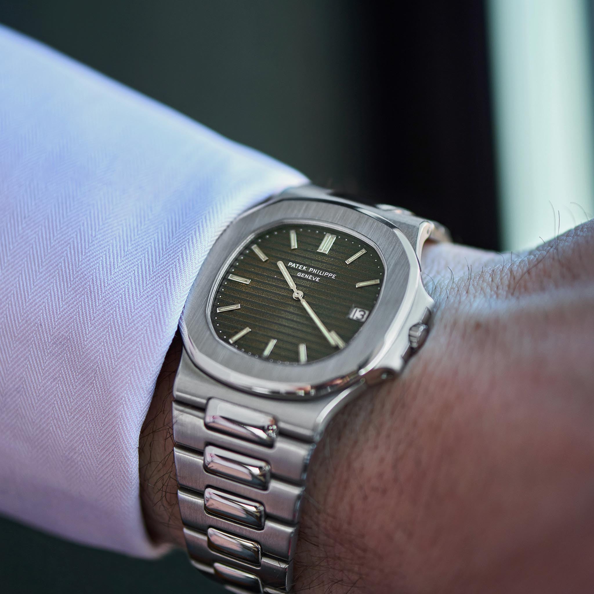 Patek Philippe Nautilus Automatic Platinum Diamond Grey Dial Watch  5711-110P-001 - Watches, Nautilus - Jomashop