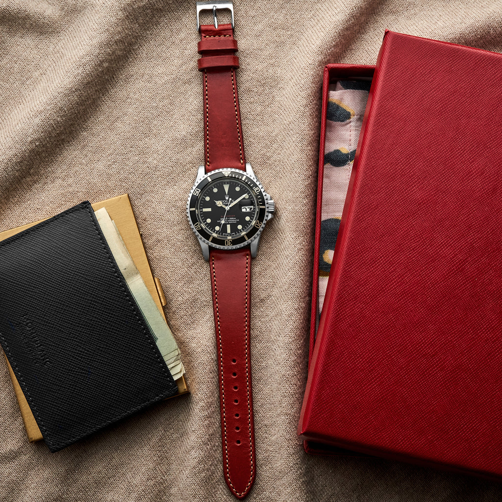 red leather watch