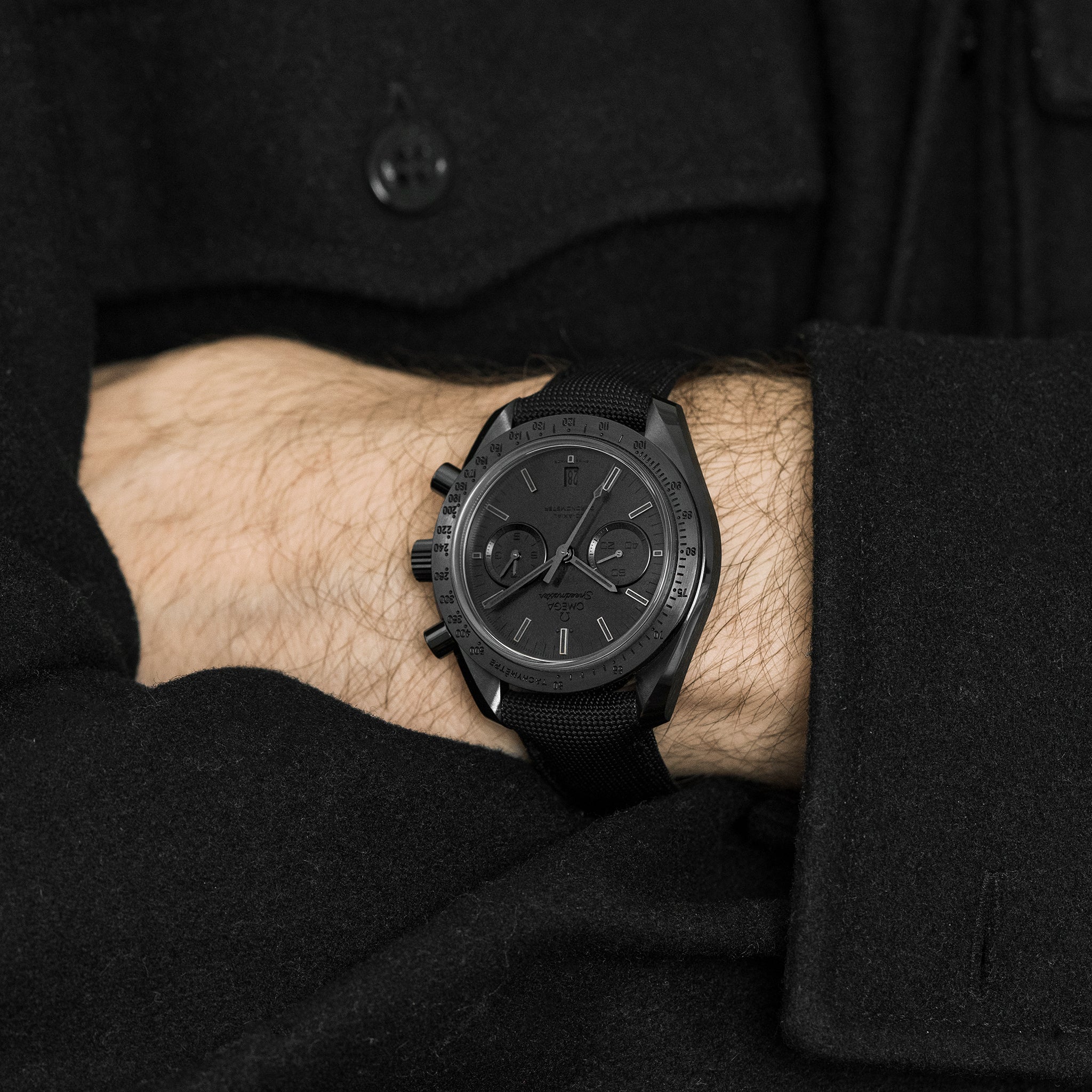 omega moon watch black