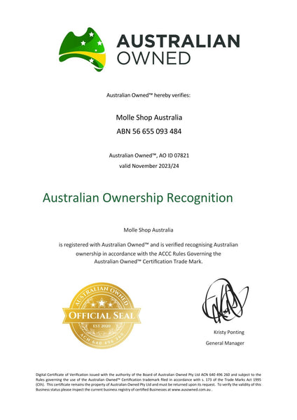 official Australian Owned™ Certificate and Official Notice of Verification Molle Shop Australia