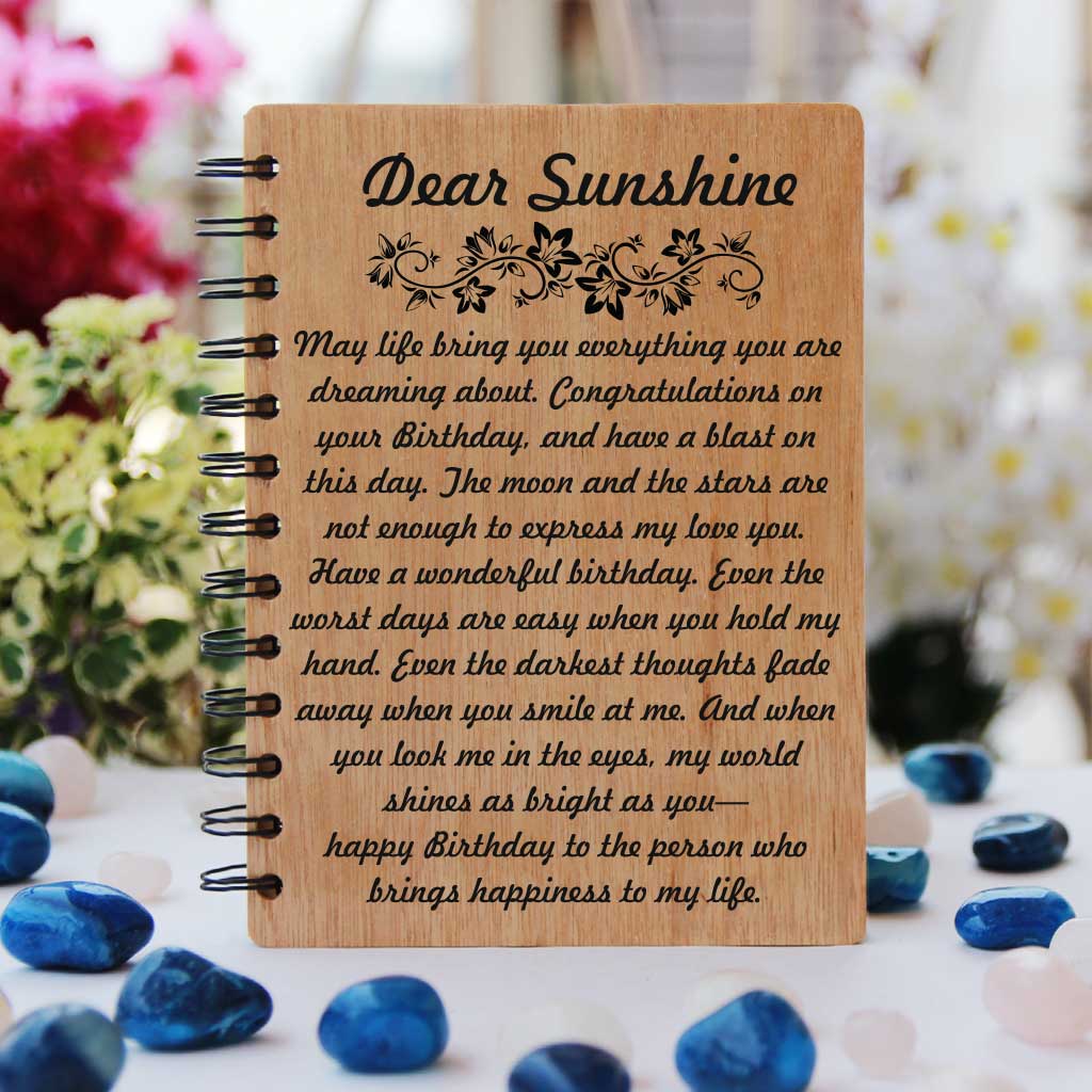 Birthday Wishes For Lover Engraved On Wooden Notebook