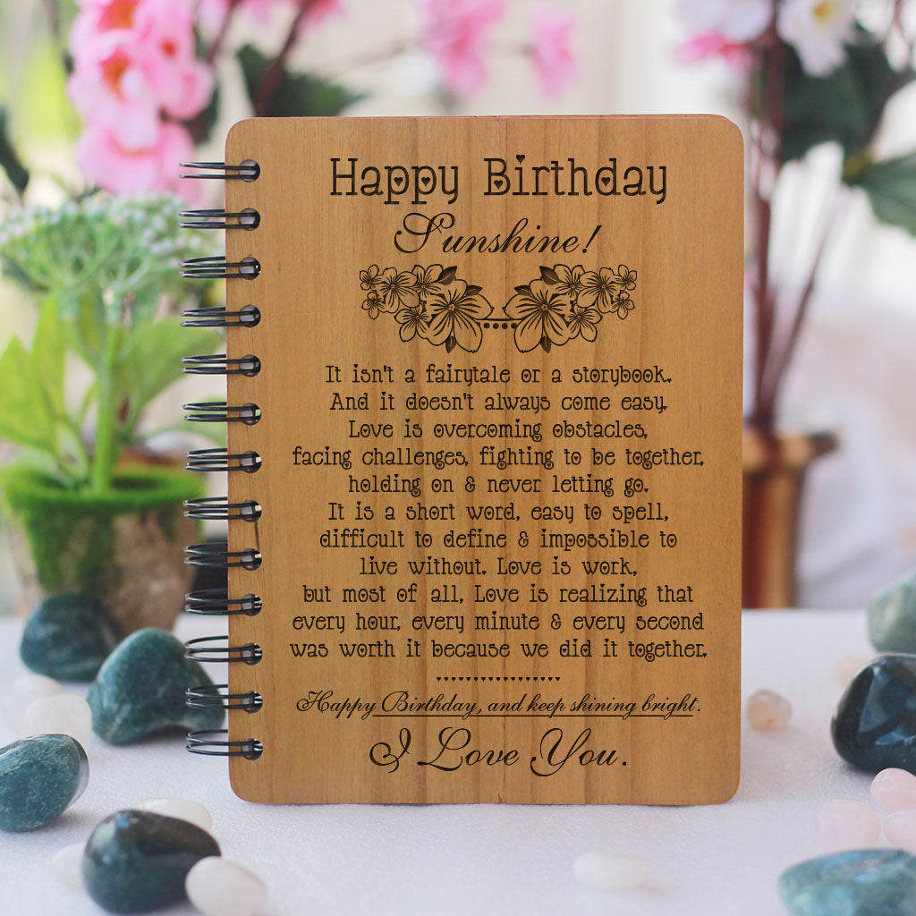 Birthday Wishes For Lover Engraved On Wooden Notebook