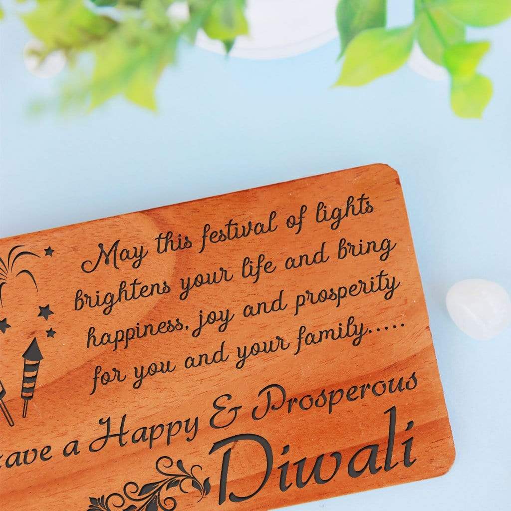 Diwali Greeting Card: Set Of Wooden Diwali Cards