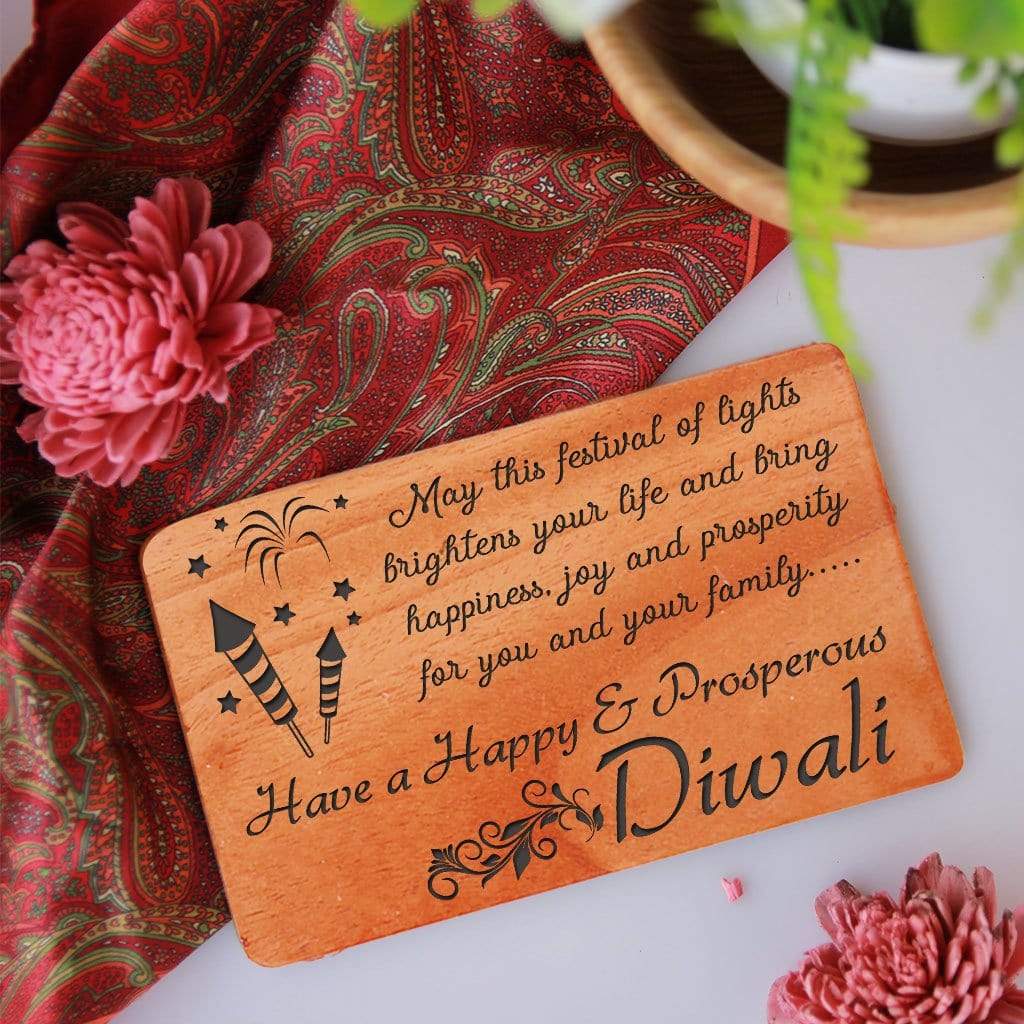 Diwali Greeting Card: Set Of Wooden Diwali Cards