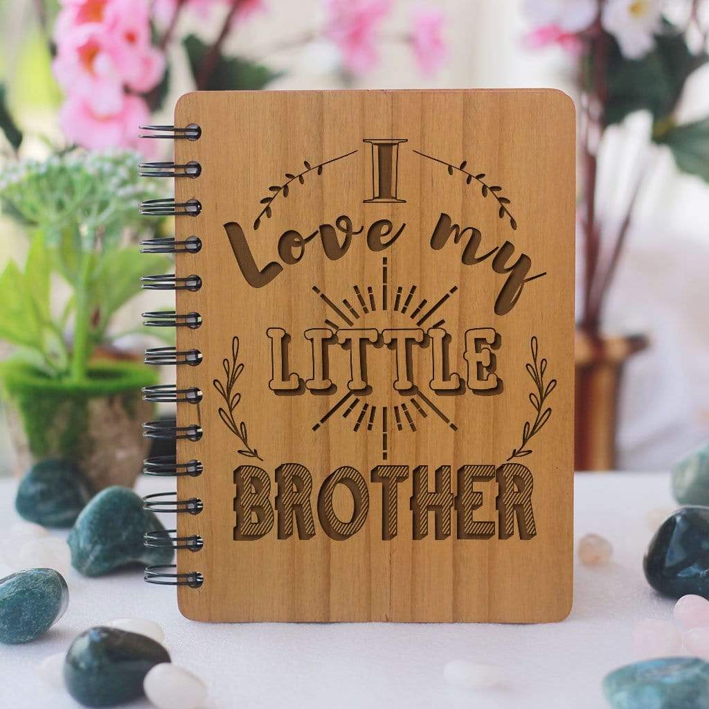 I love my little brother/sister - Personalized Wooden Notebook