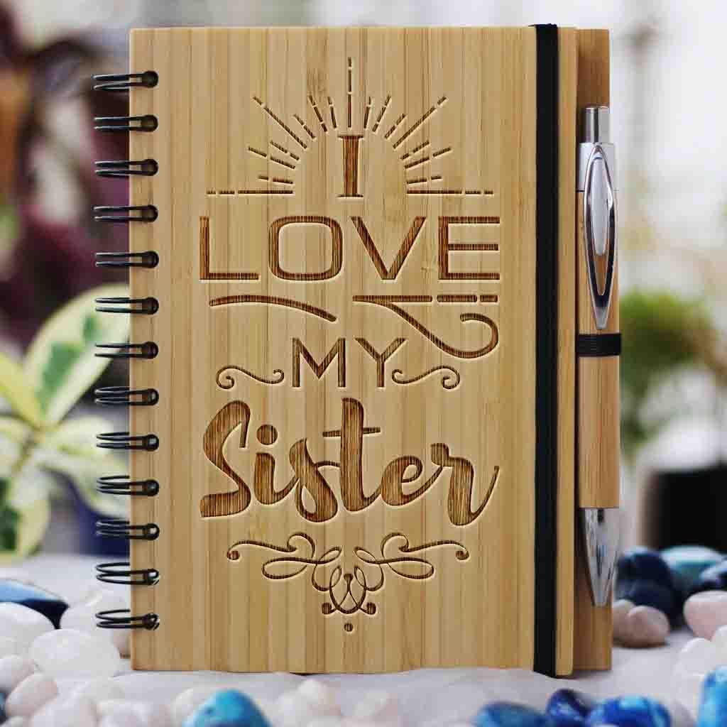 I love my brother/sister - Personalized Wooden Notebook