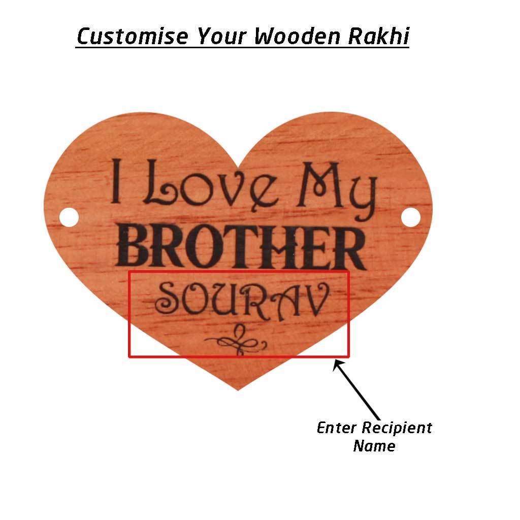 I Love My Brother - Personalised Wooden Rakhi & Greeting Card
