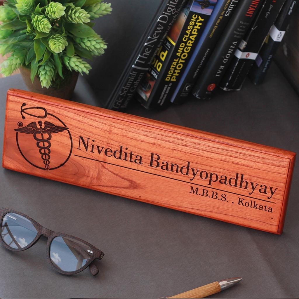 Personalized Wooden Nameplate For Doctors Wood Desk Door Name