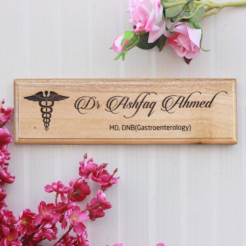 Personalized Wooden Nameplate For Doctors Wood Desk Door Name