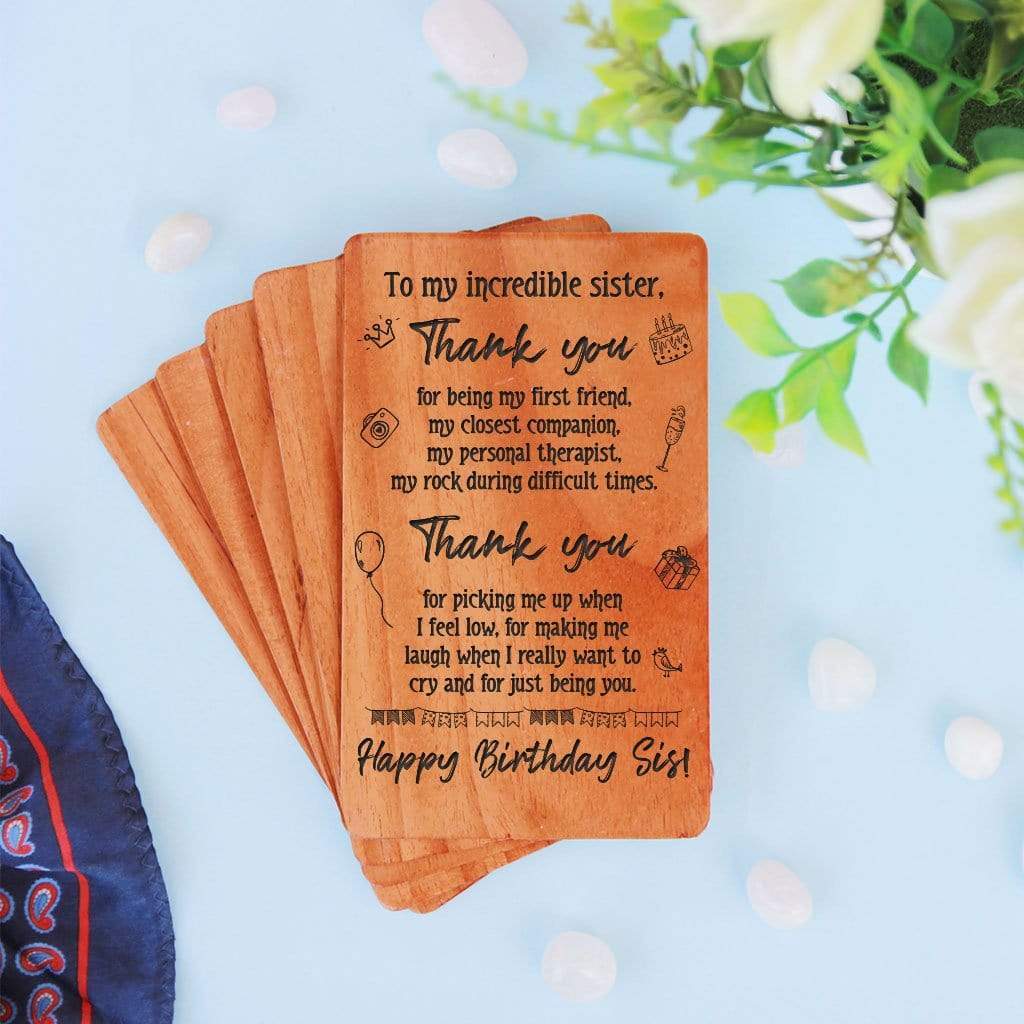 Greeting Card For Sister: Set Of Personalized Wooden Cards