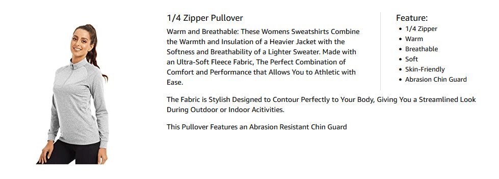 Women's 1/4 Zip Fleece Long Sleeve Shirts 03