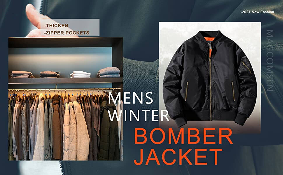 Men's Winter Zipper Pockets Bomber Jacket