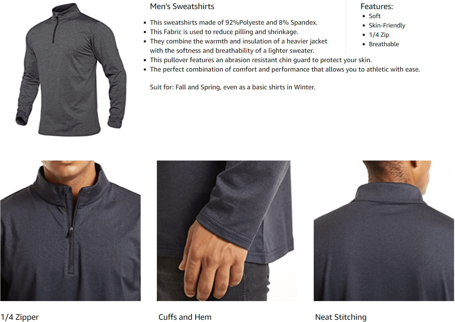 Men's 1/4 Zip Running Athletic Shirts