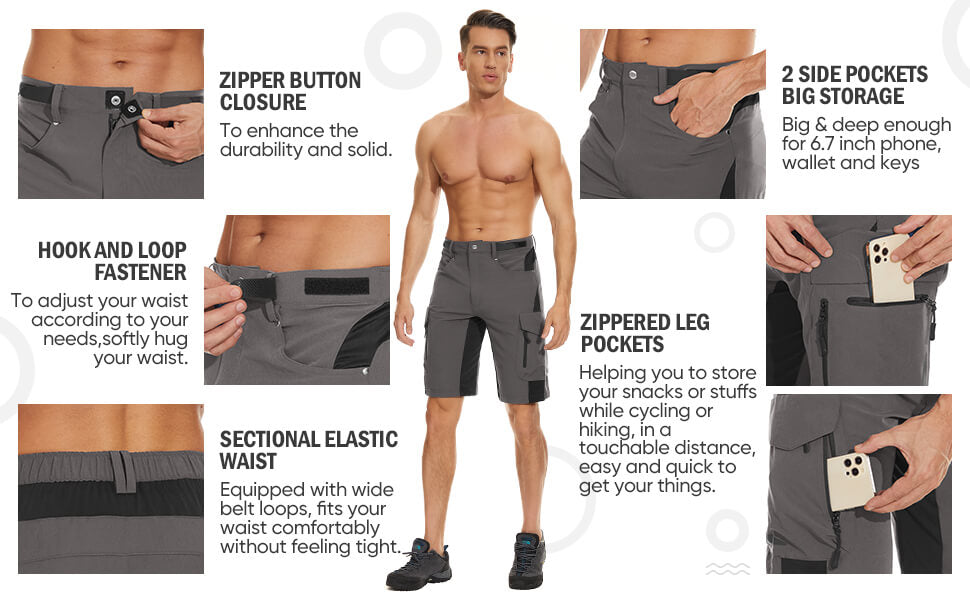 Men's Zippered Pocket Mountain Bike Shorts