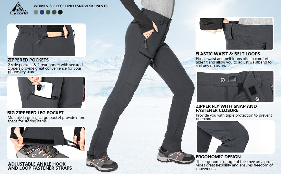 Womens Warm Hiking Pants for Winter - Cycorld