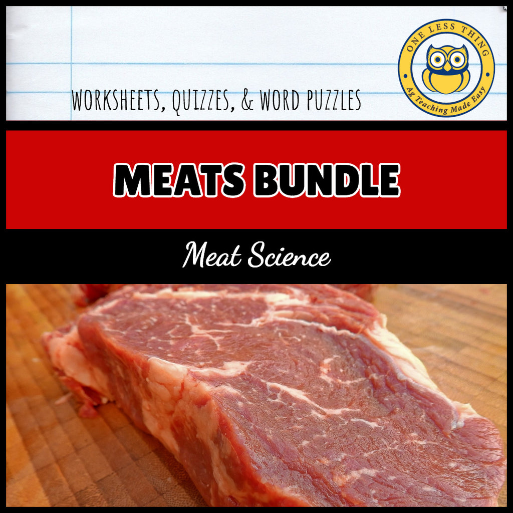 Meat Science Industry Worksheet Set, AgTivities - One Less Thing