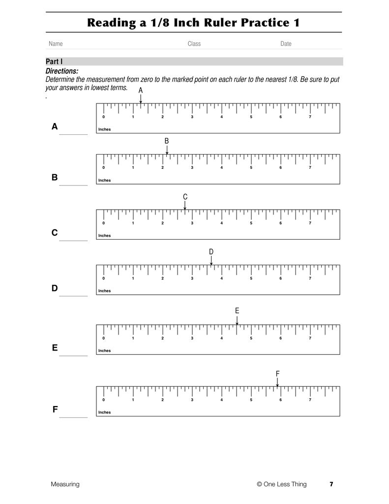 Measuring, One Step Worksheet Downloads - One Less Thing