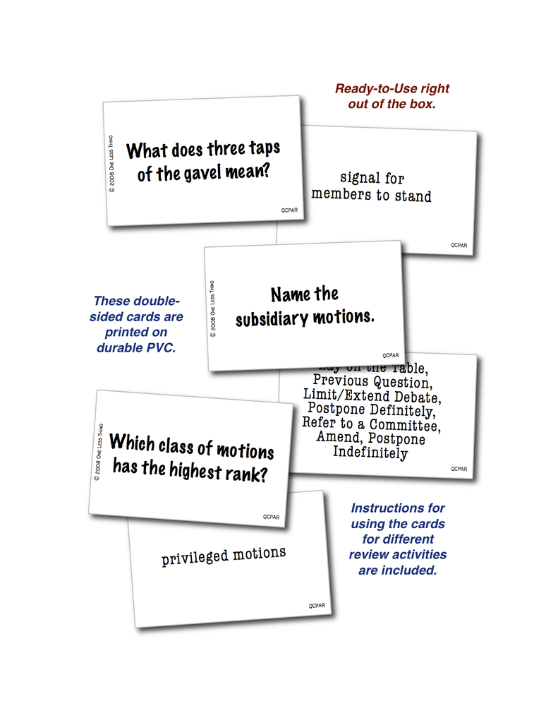 Parliamentary Procedure Quick Cards, Digital download - One Less Thing