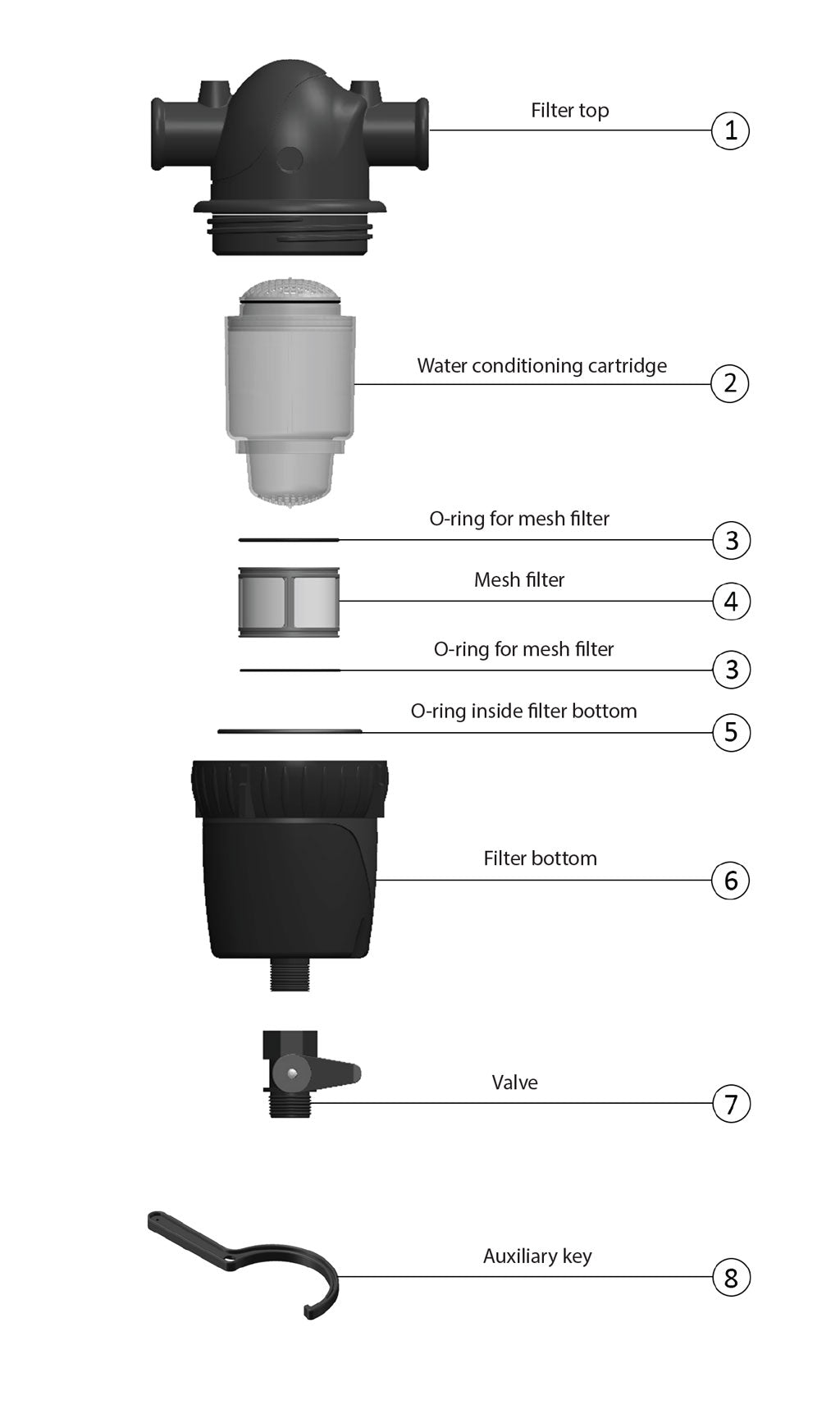 Hardless NG4 Water Filter Parts Diagram