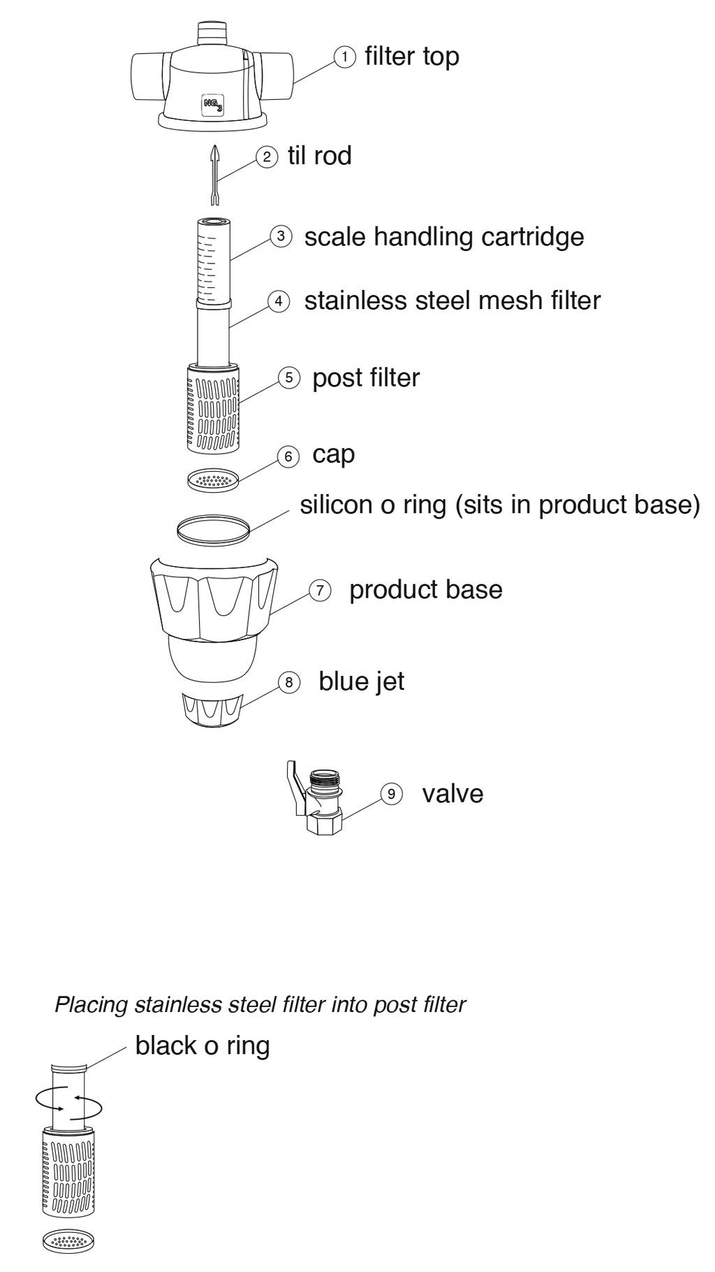 Hardless NG3 Water Filter Parts Diagram