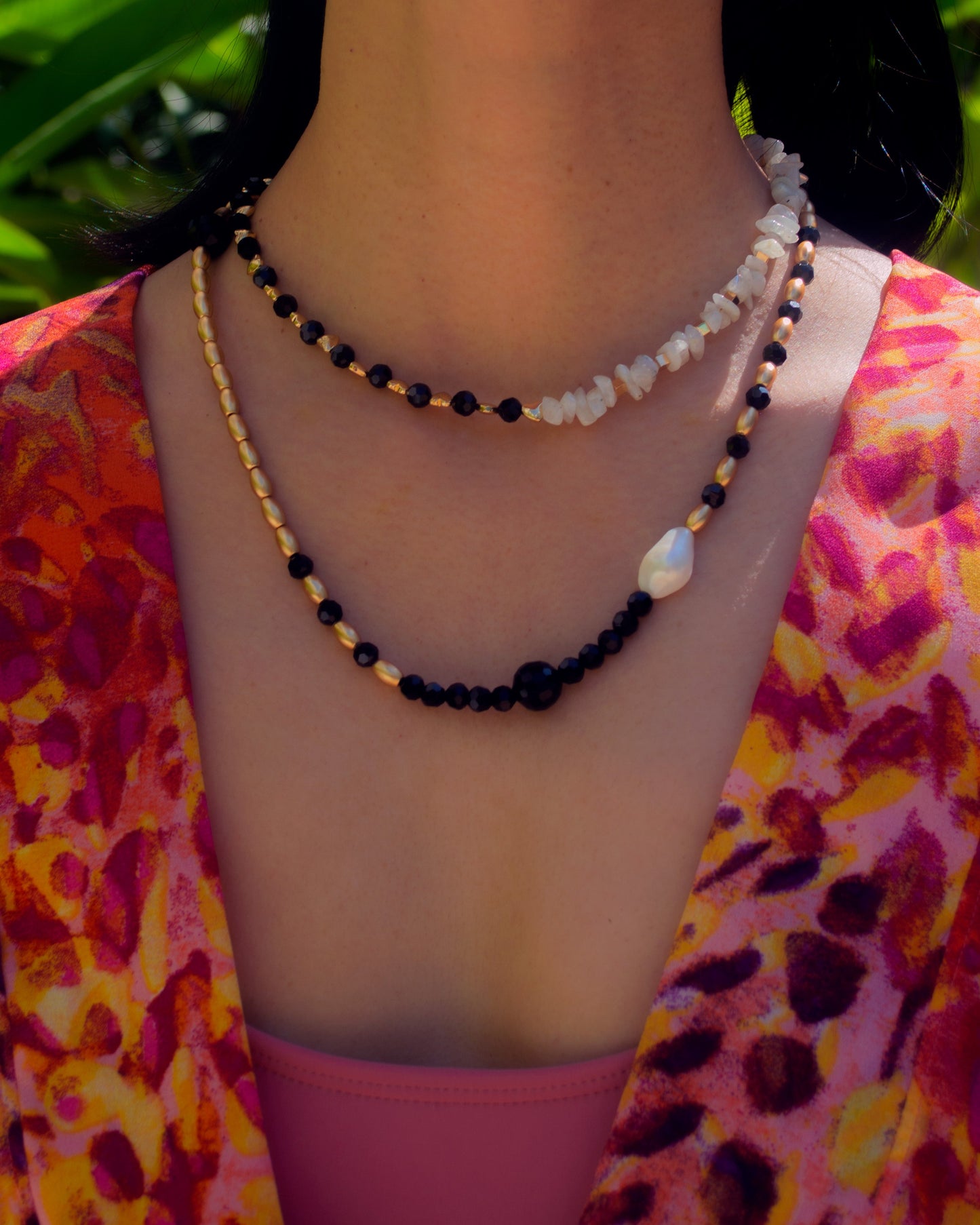 Baroque Pearl & Black Crystal Necklace Necklaces Revival Accessories 