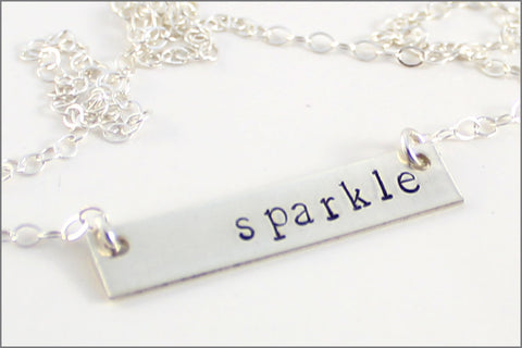 Sparkle or Word Bar Necklace