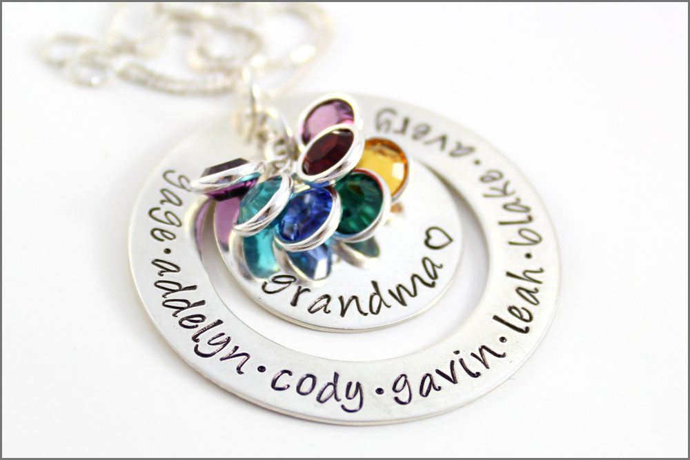 personalized birthstone necklace for grandma