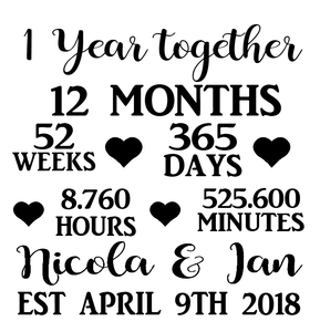 1 Year Anniversary Quote Frame Vinyl Decal Personalised Forever Vinyl