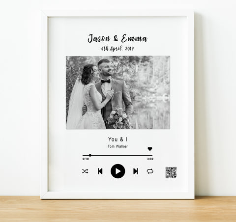 Personalised Anniversary Gifts | Wedding Song Music Player Print