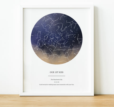Personalised Anniversary Gifts | The Night Sky Star Map Print