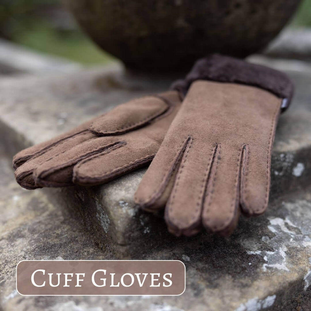 Gants manchette en peau de mouton pour femmes