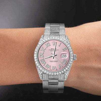 Picture of Rolex Datejust Diamond Bezel Watch 36mm Pink Dial | 10.25ct