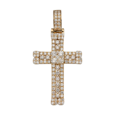 1 3/8" Cross Diamond Pendant 1.04ct 14K Yellow Gold - bayamjewelry