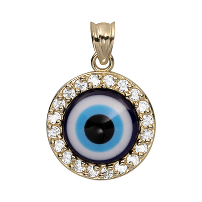Diamond-Cut Evil Eye with Black Enamel Charm in 10K Solid Gold | Banter