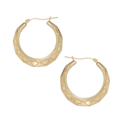 Picture of Rhombus Shape Textured Hoop Earrings 10K Yellow Gold