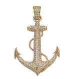 2 1/2" Anchor Charm Diamond Pendant 3.97ct 14K Yellow Gold - bayamjewelry